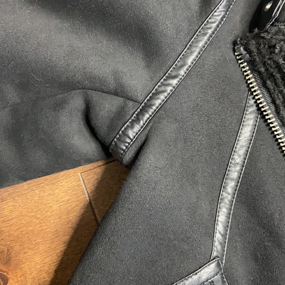 H&M Black Faux Suede Aviator Sherpa Lined Jacket - Picture 9 of 13